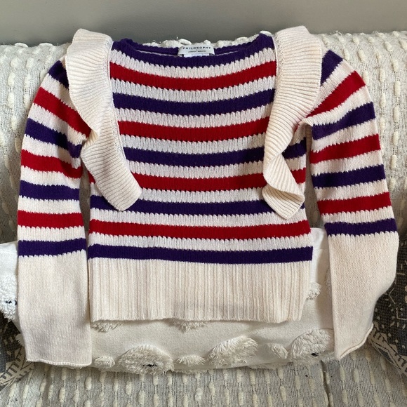 {Philosophy di Lorenzo Seraphini} Striped Ruffle Cashmere Sweater - Picture 5 of 16